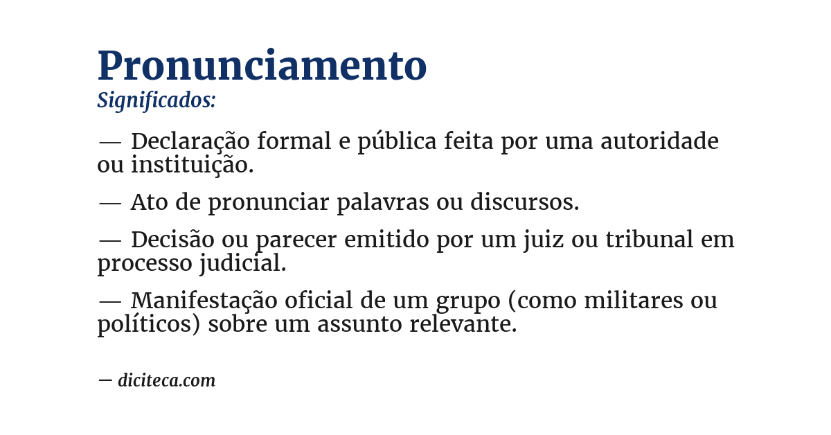 Significado de pronunciamento