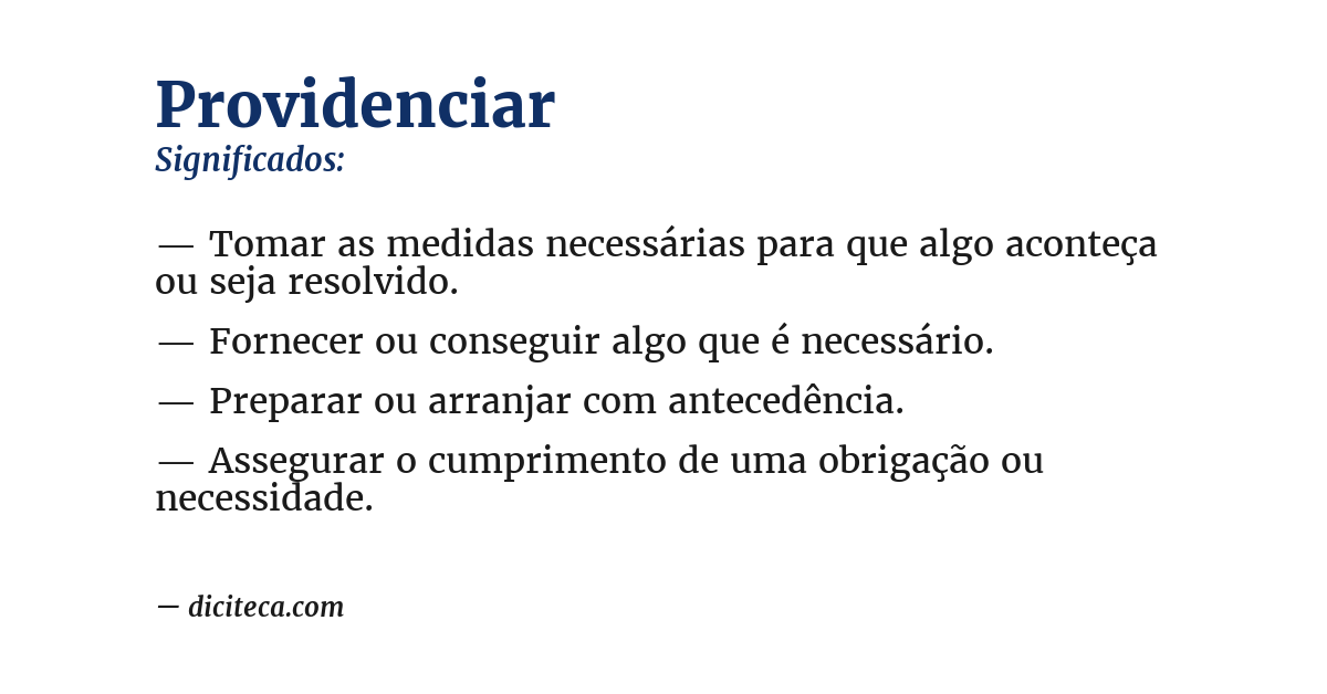 Significado de providenciar