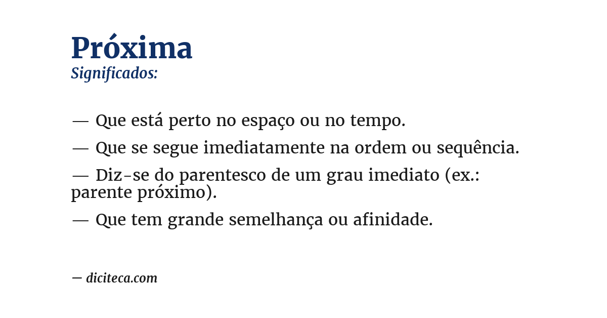 Significado de próxima
