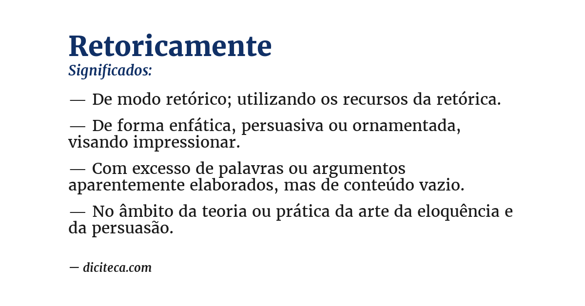 Significado de retoricamente