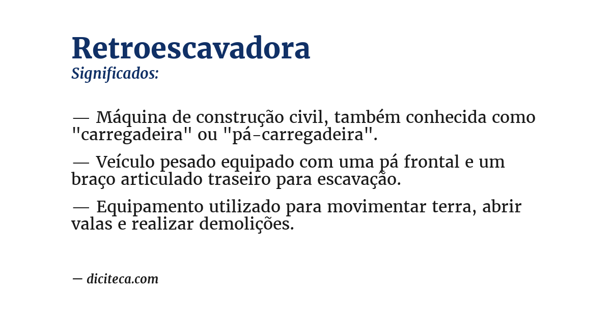 Significado de retroescavadora