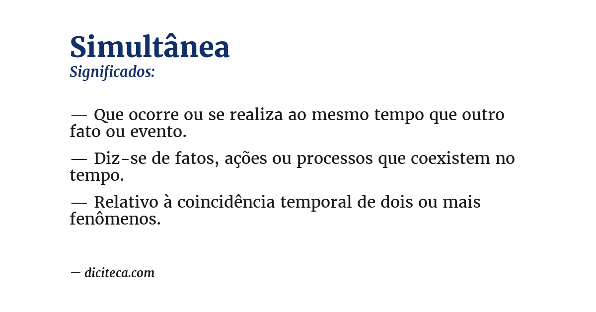 Significado de simultânea