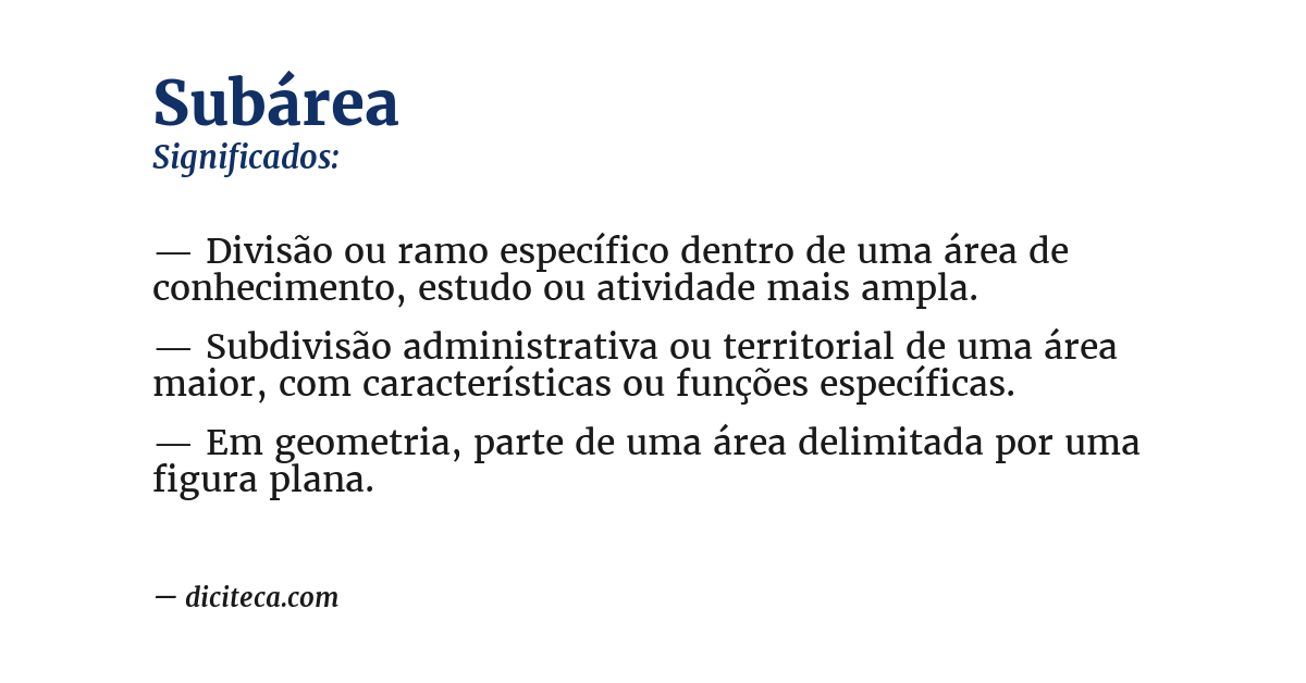 Significado de subárea