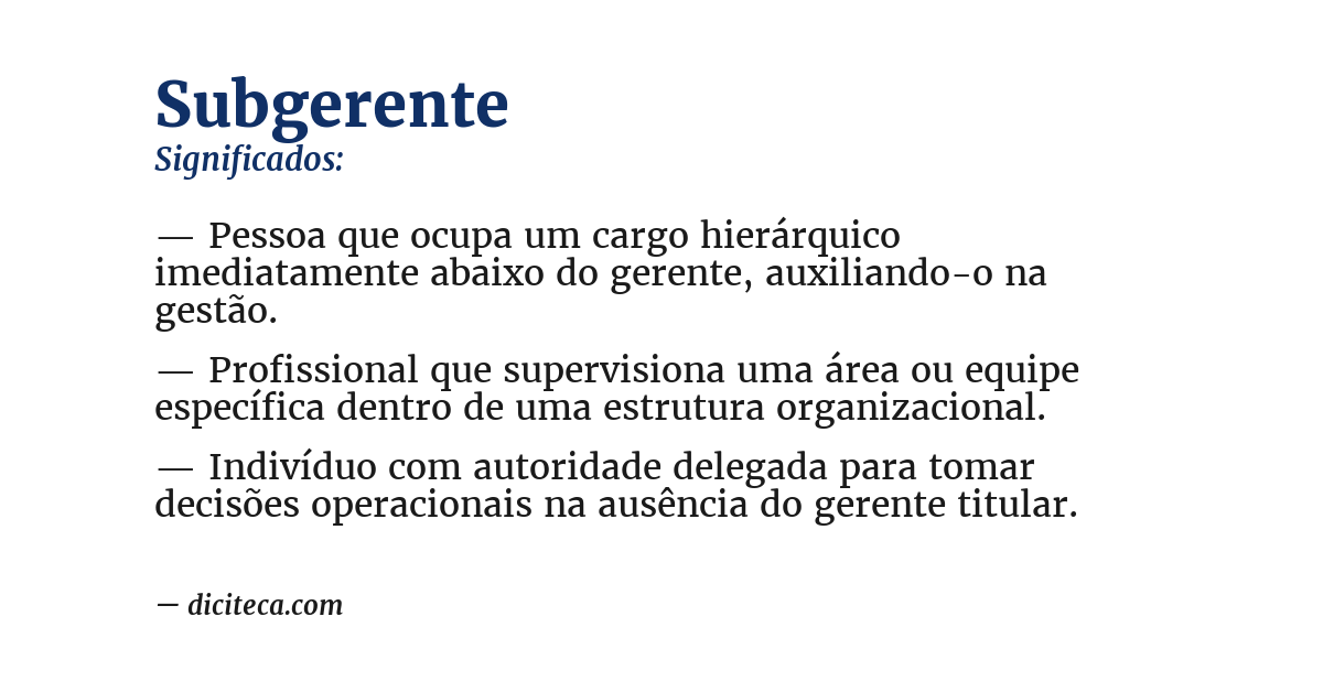 Significado de subgerente