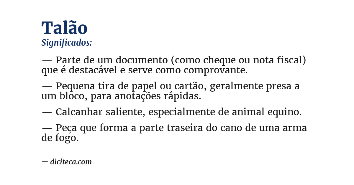 Significado de talão