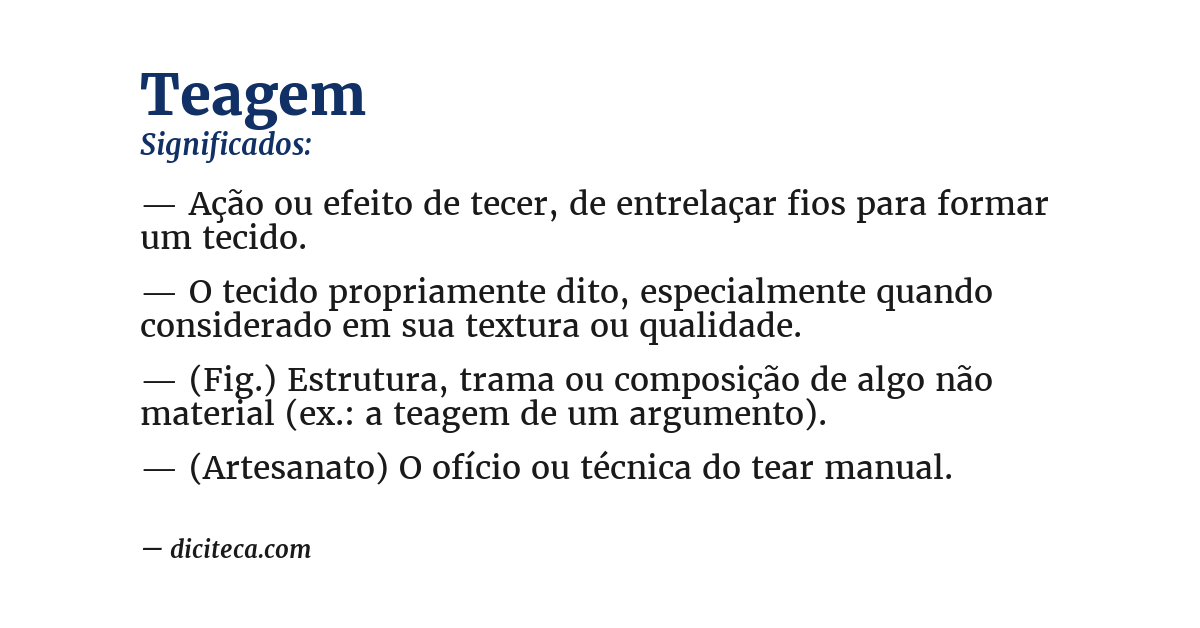 Significado de teagem
