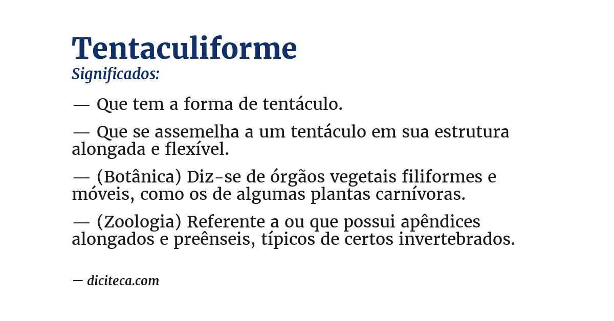 Significado de tentaculiforme