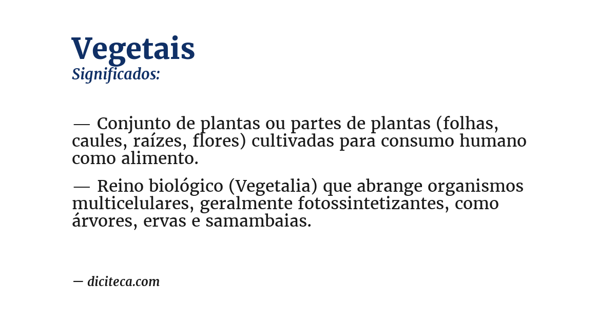 Significado de vegetais
