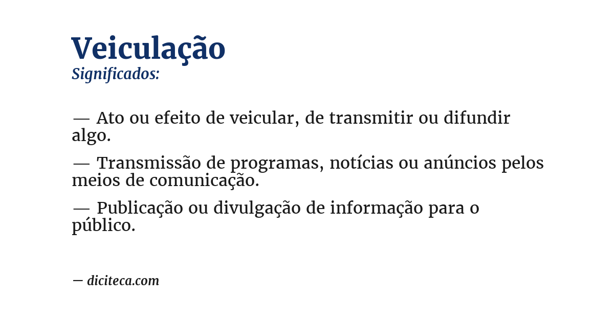 Significado de veiculação