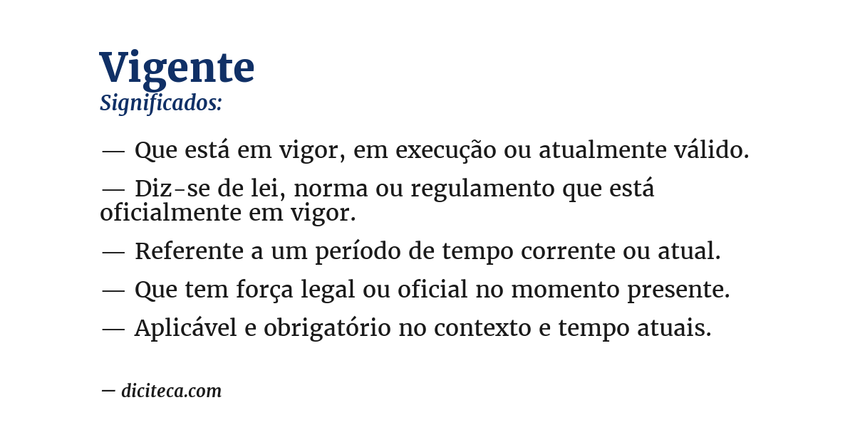 Significado de vigente