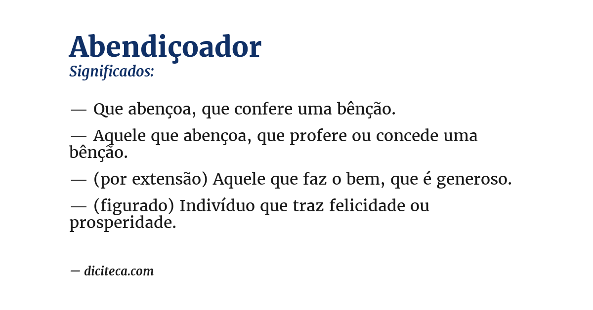 Significado de abendiçoador