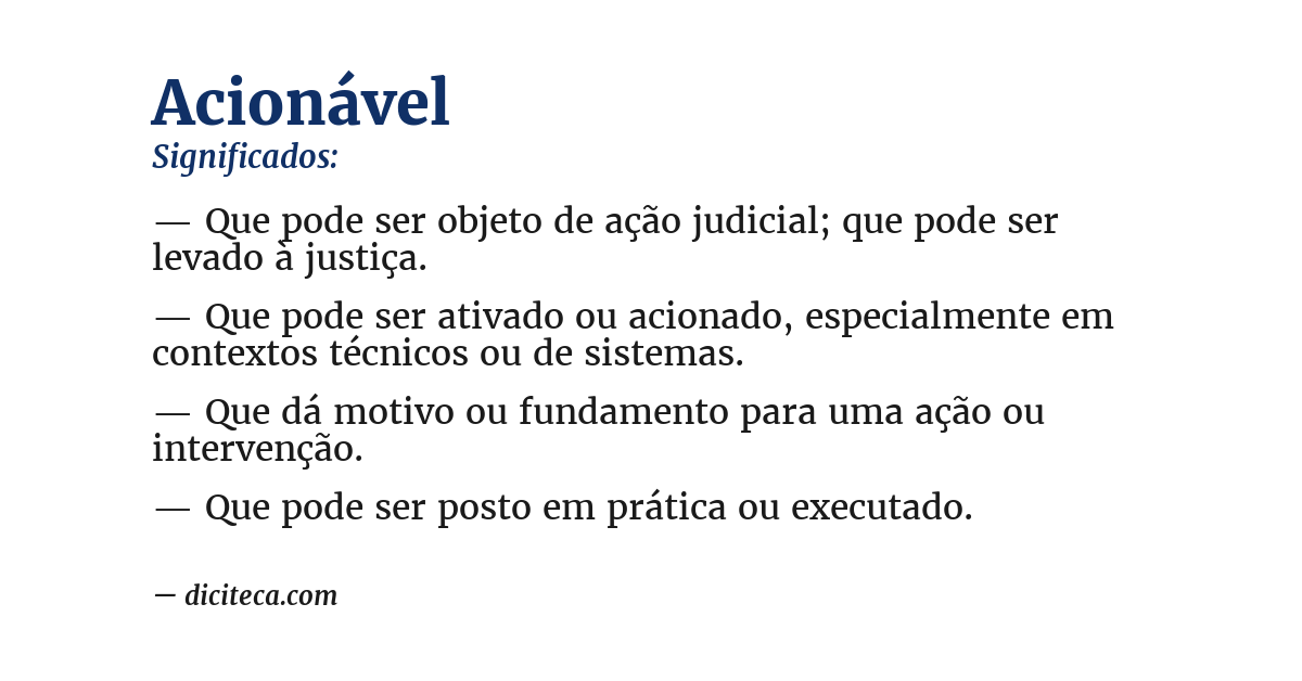 Significado de acionável