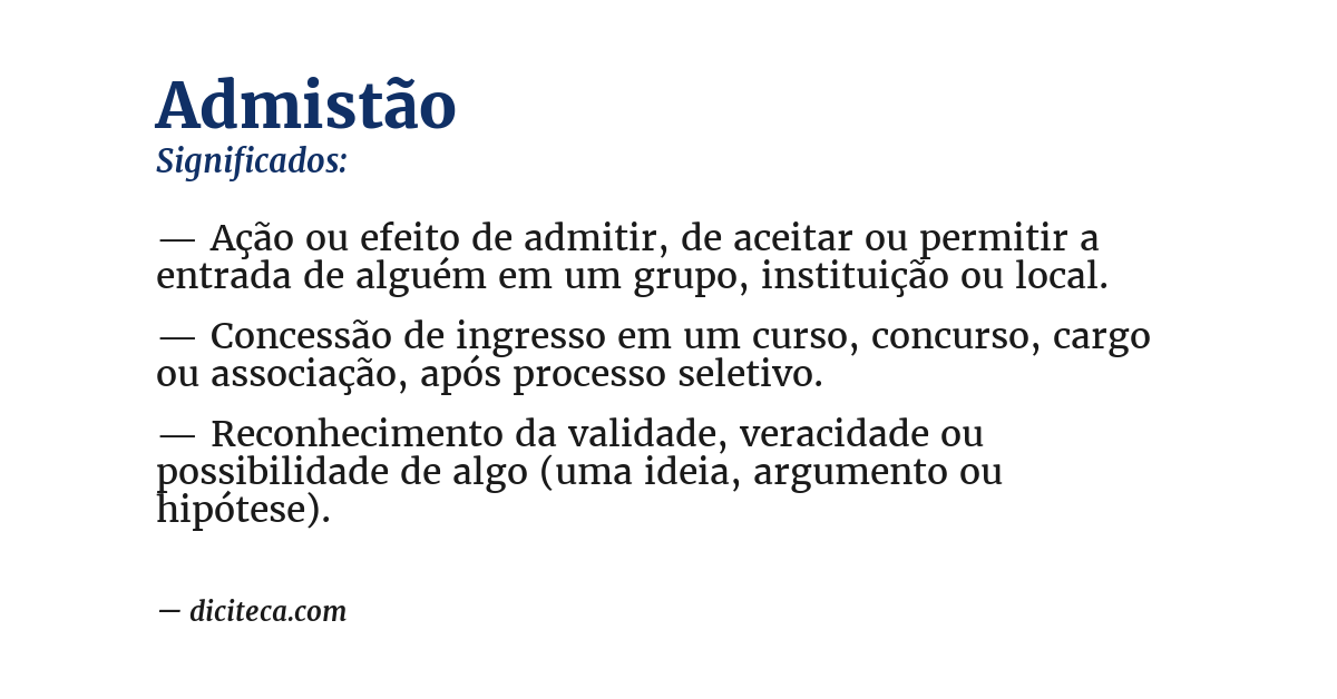 Significado de admistão