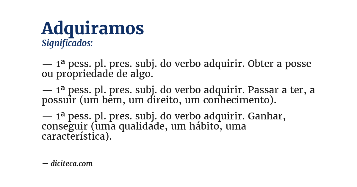 Significado de adquiramos