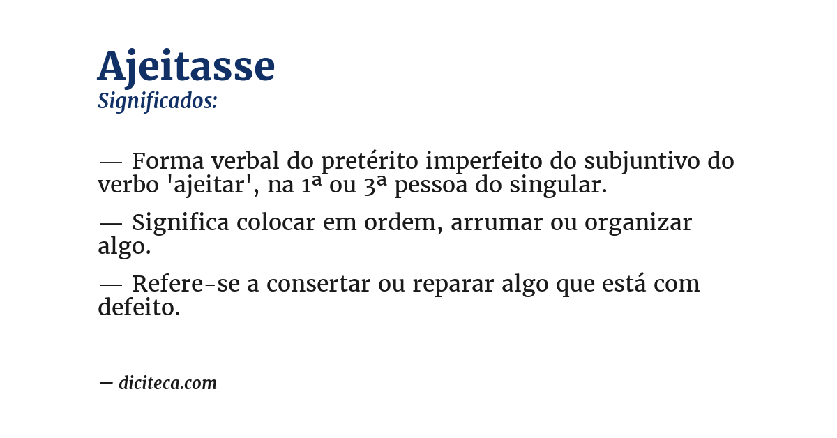 Significado de ajeitasse