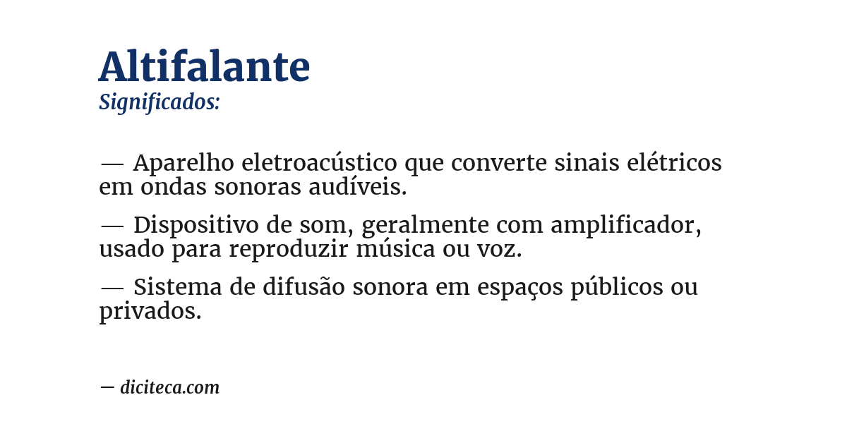 Significado de altifalante