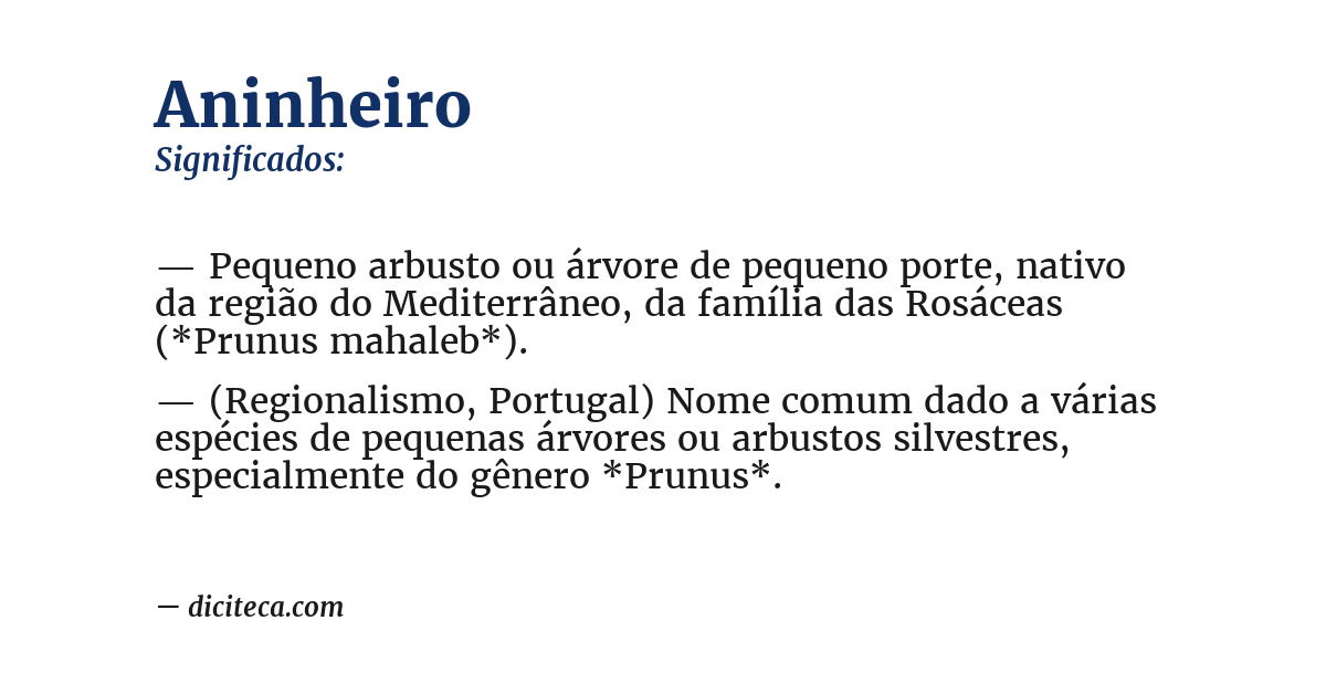 Significado de aninheiro