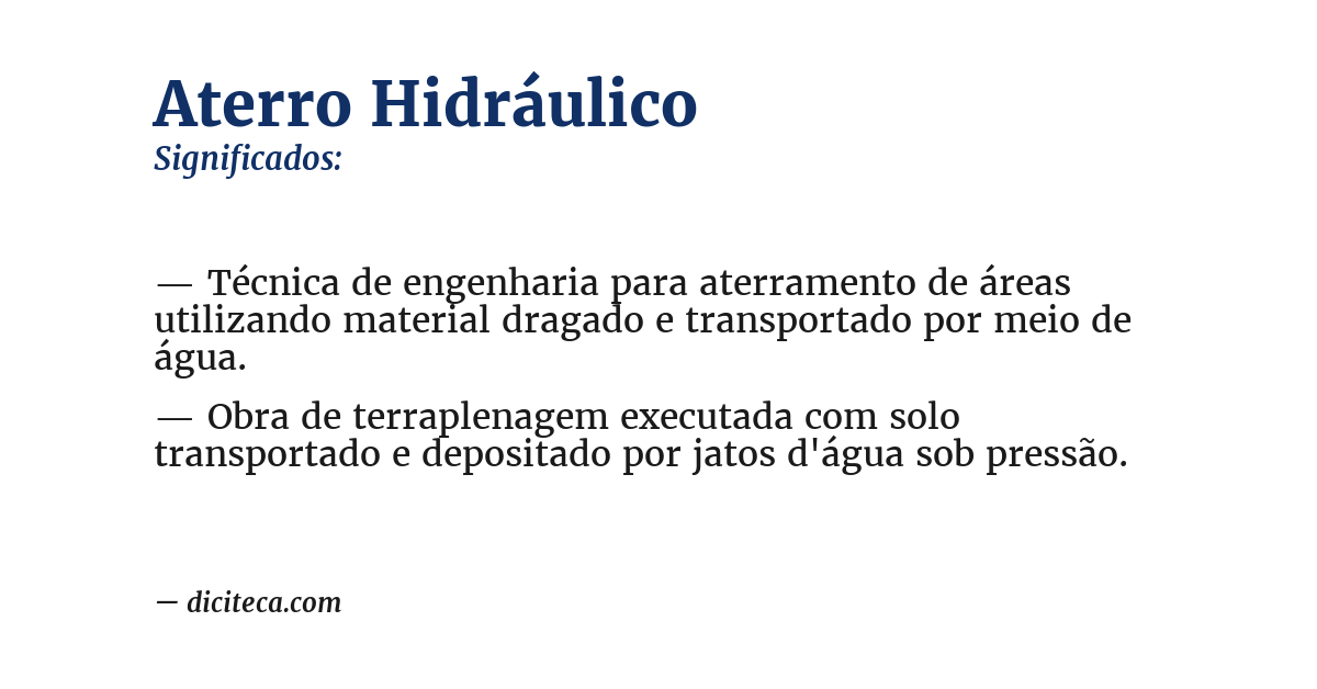 Significado de aterro hidráulico
