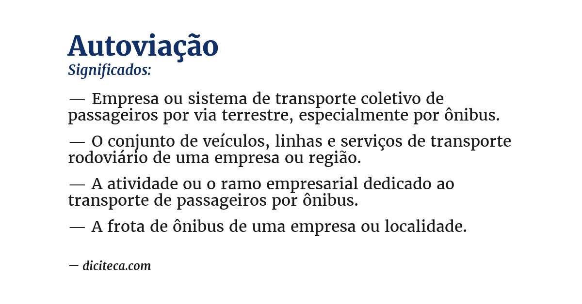 Significado de autoviação