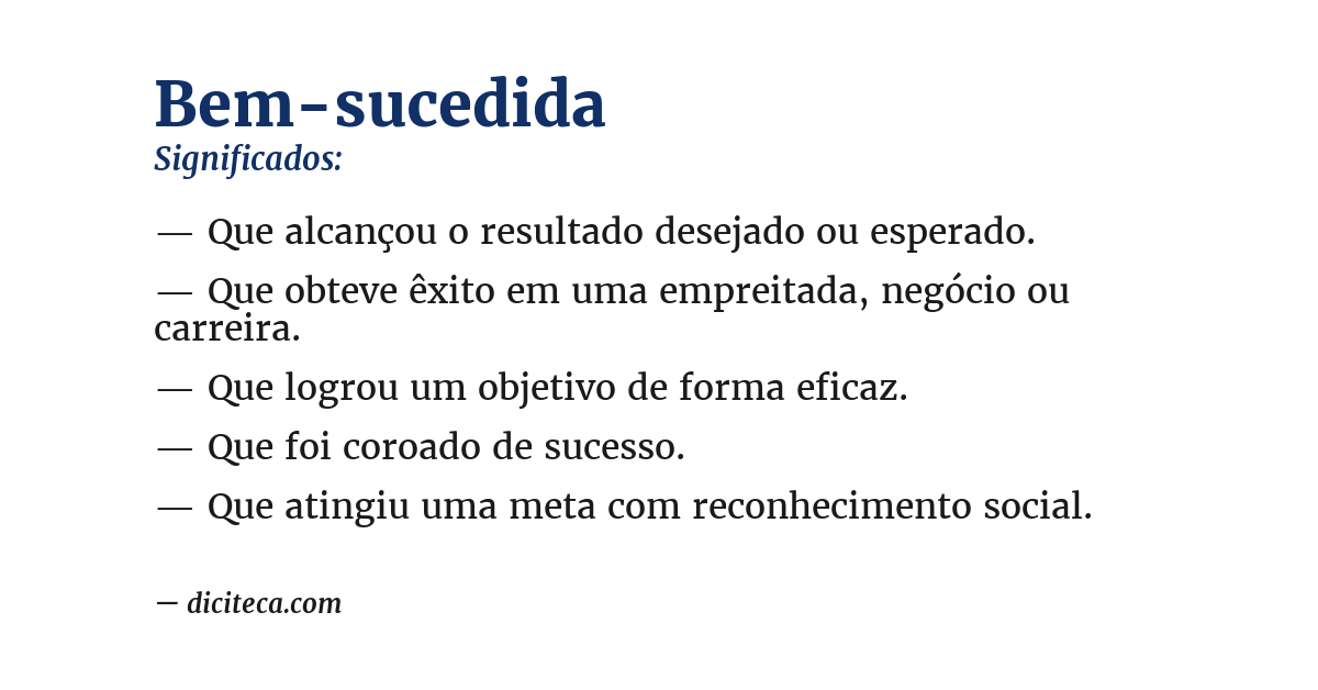 Significado de bem-sucedida