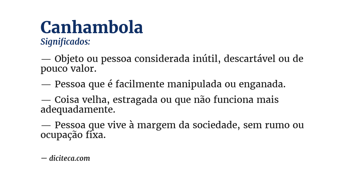 Significado de canhambola
