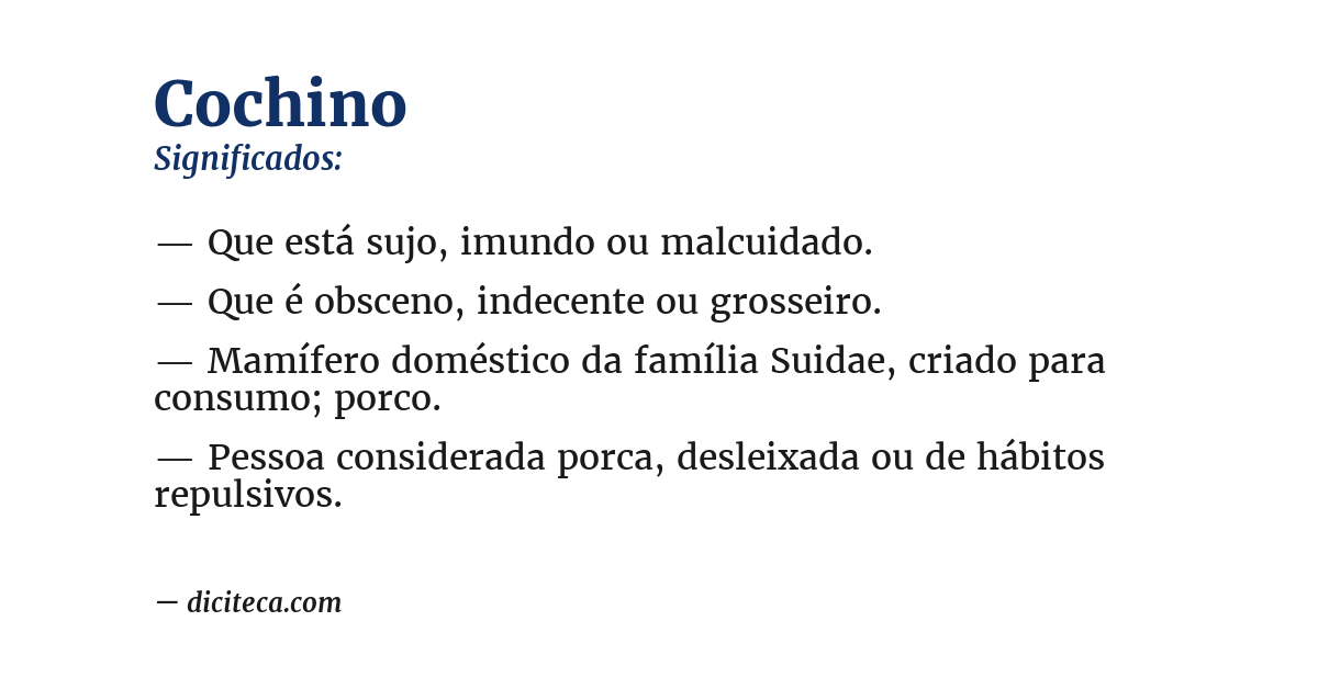 Significado de cochino