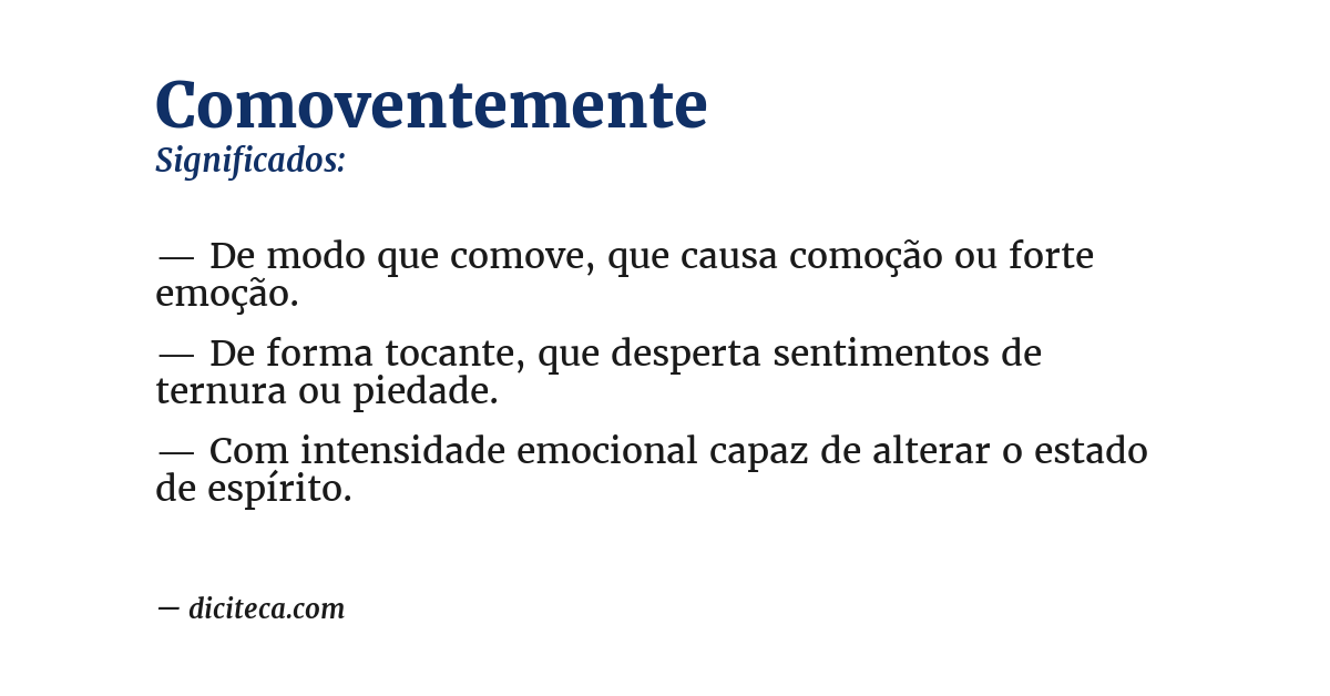 Significado de comoventemente