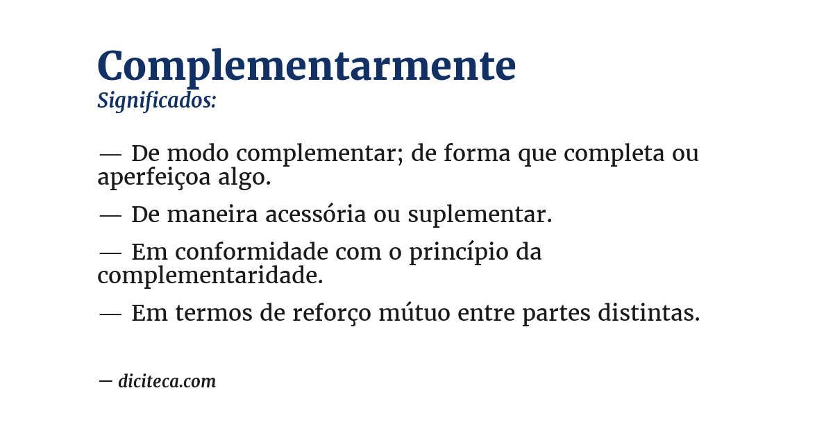 Significado de complementarmente