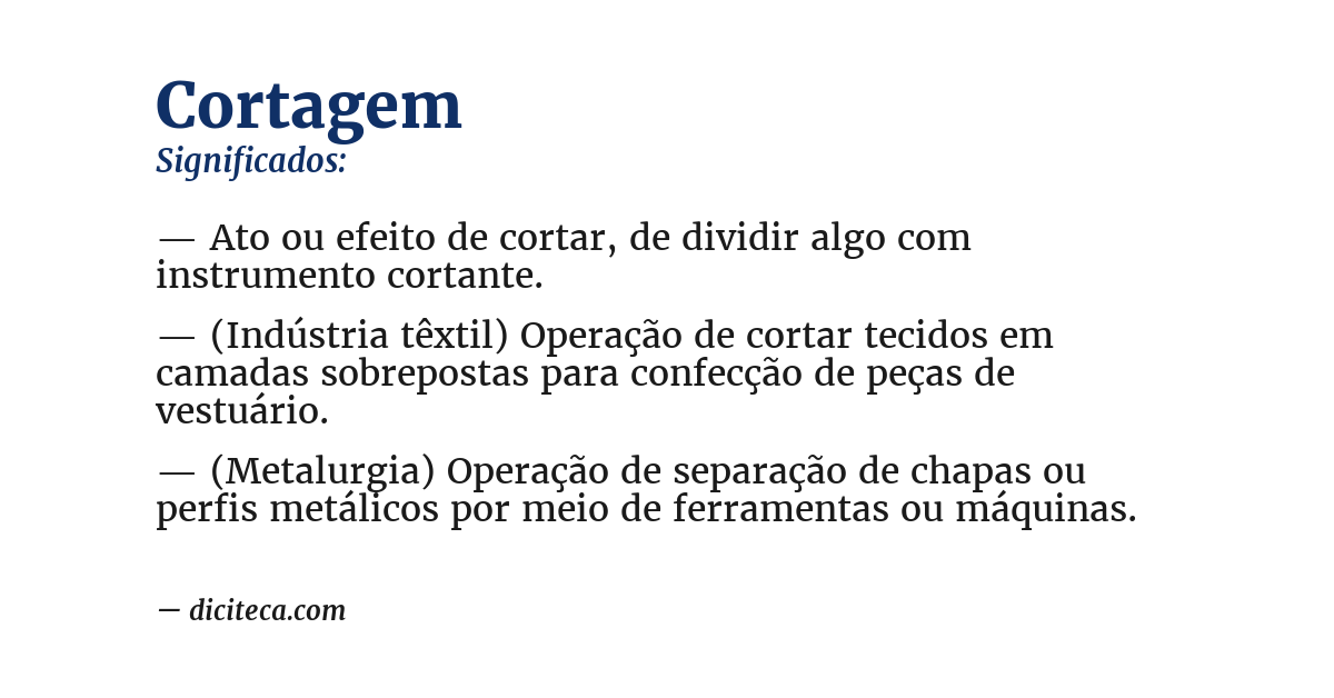 Significado de cortagem