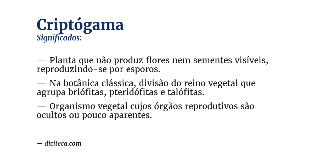 Significado de criptógama