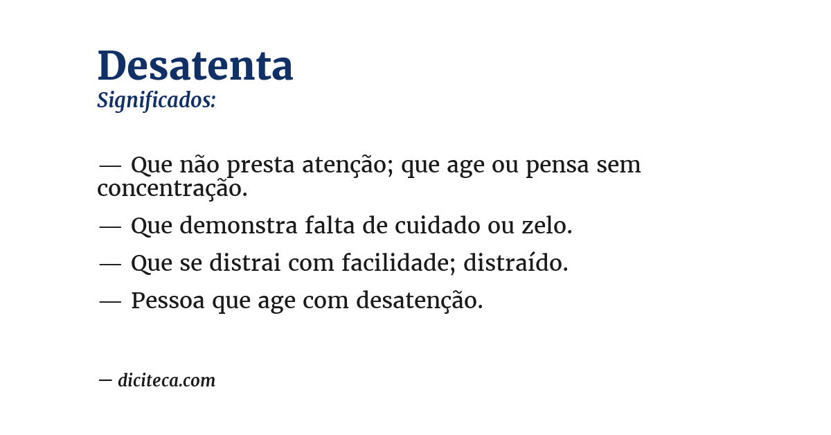 Significado de desatenta