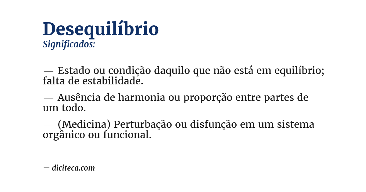 Significado de desequilíbrio