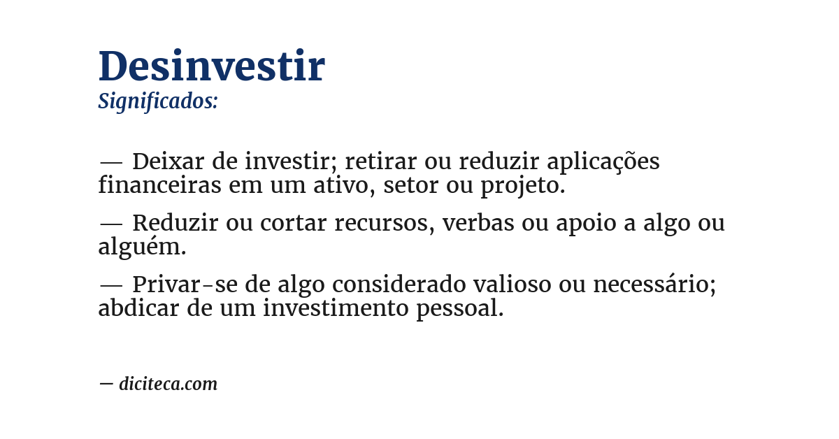 Significado de desinvestir