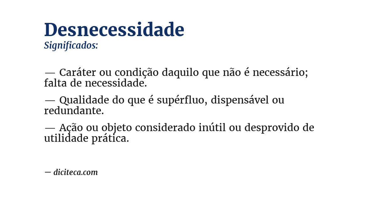 Significado de desnecessidade