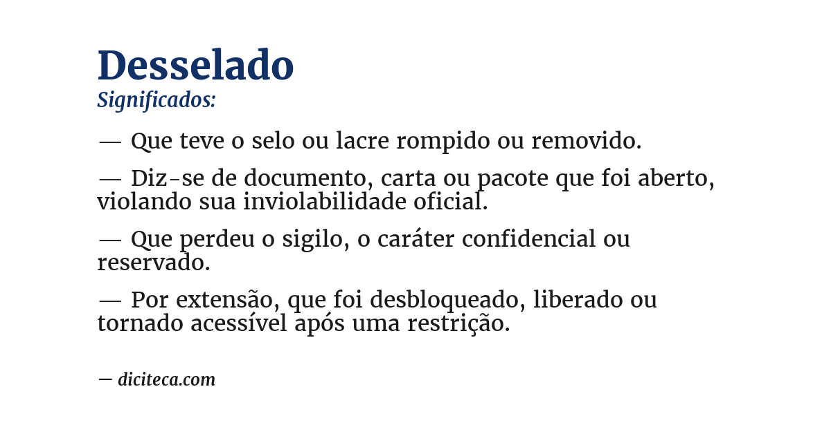 Significado de desselado