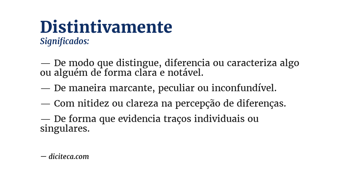 Significado de distintivamente