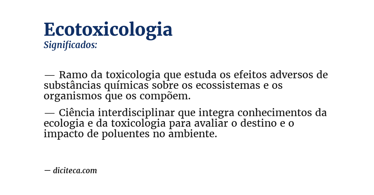 Significado de ecotoxicologia