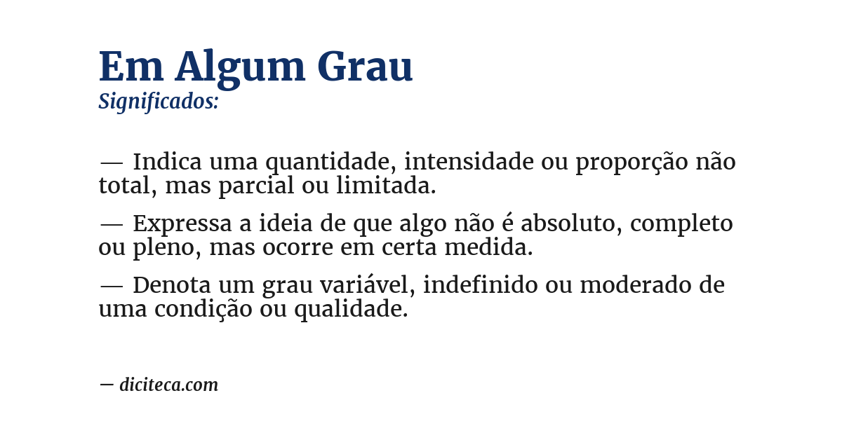 Significado de em algum grau