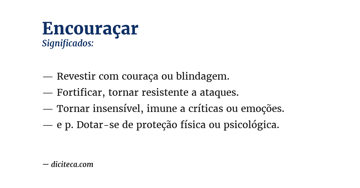 Significado de encouraçar