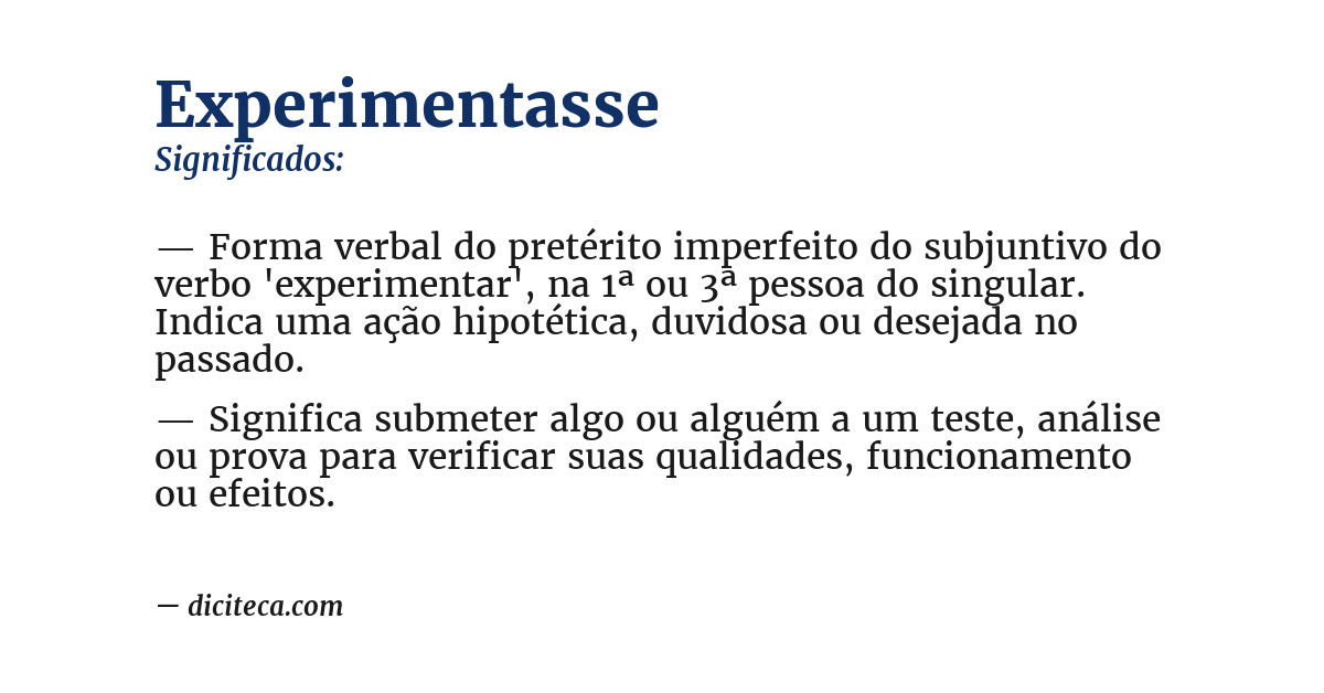 Significado de experimentasse