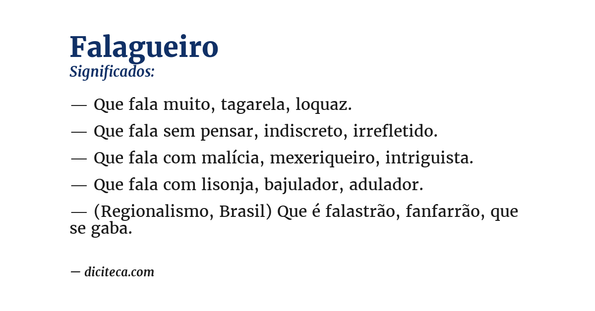 Significado de falagueiro