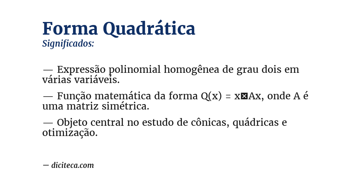 Significado de forma quadrática