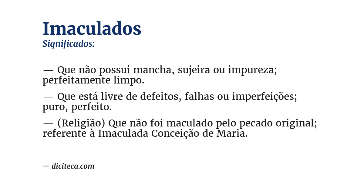 Significado de imaculados