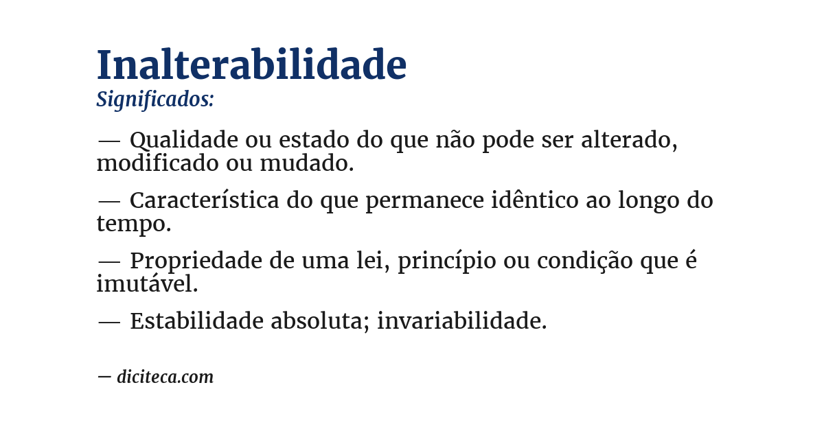 Significado de inalterabilidade