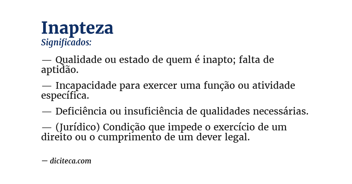 Significado de inapteza