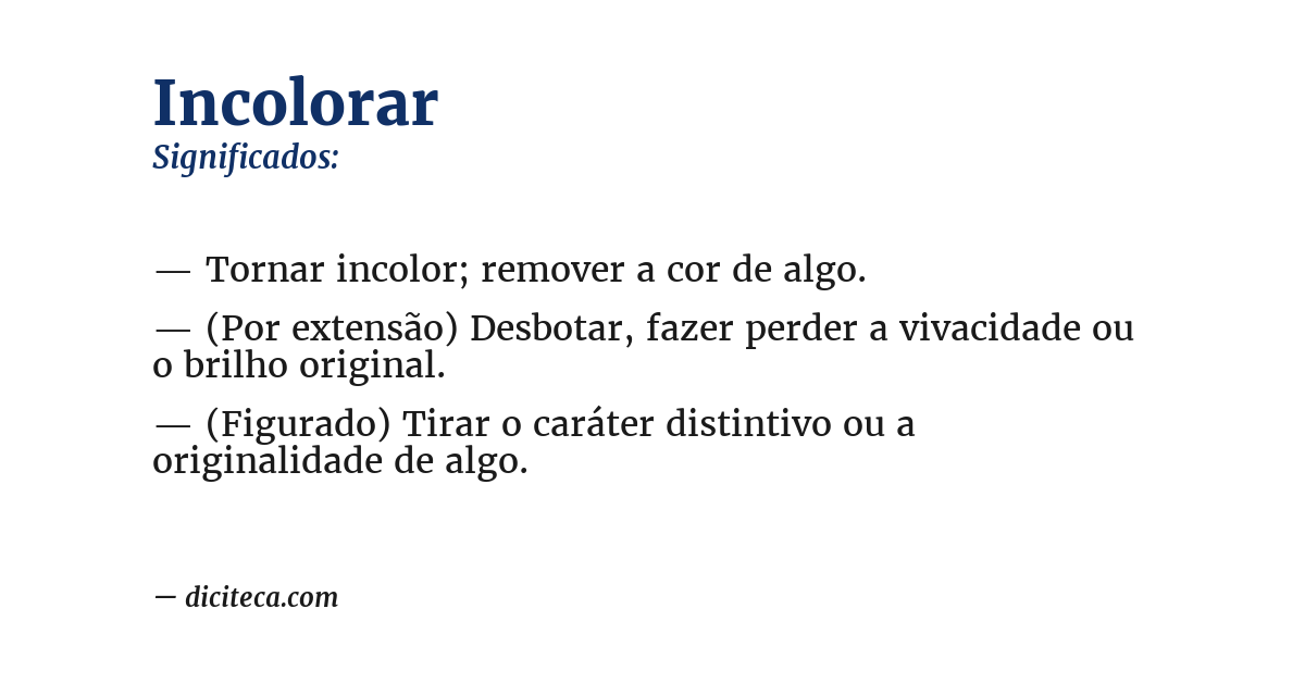 Significado de incolorar
