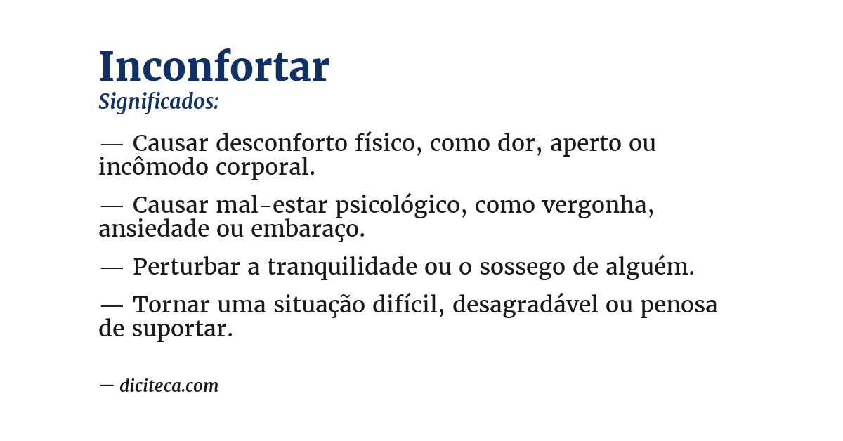 Significado de inconfortar