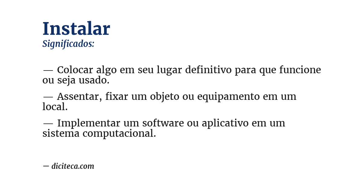 Significado de instalar