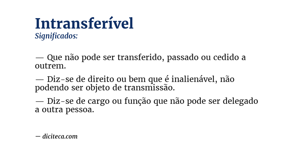 Significado de intransferível