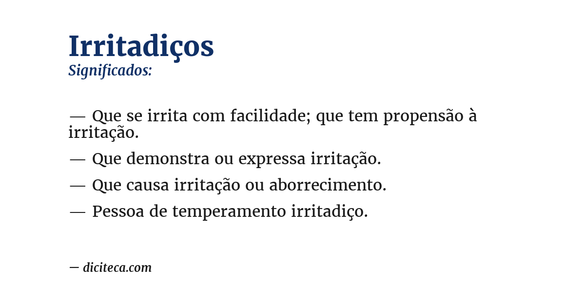 Significado de irritadiços